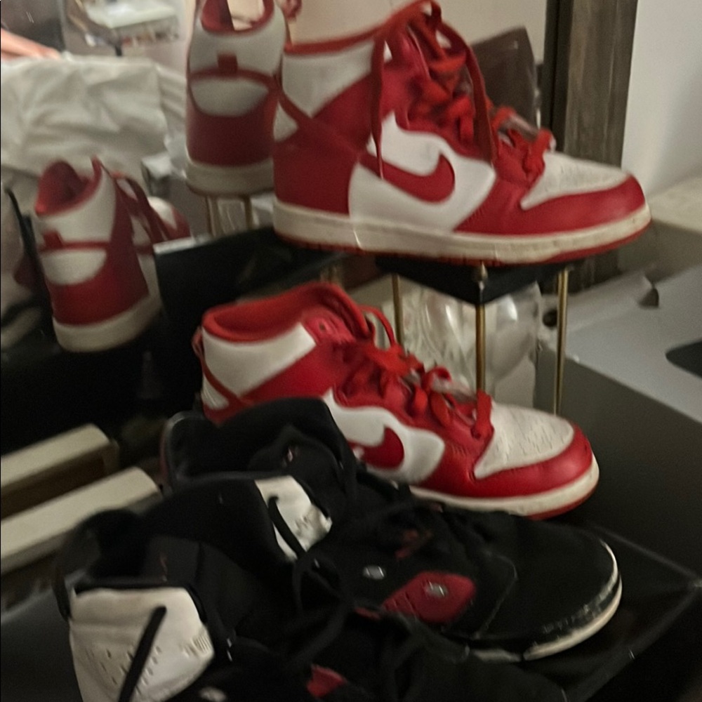 Nike Red and White Sneakers Classic Design